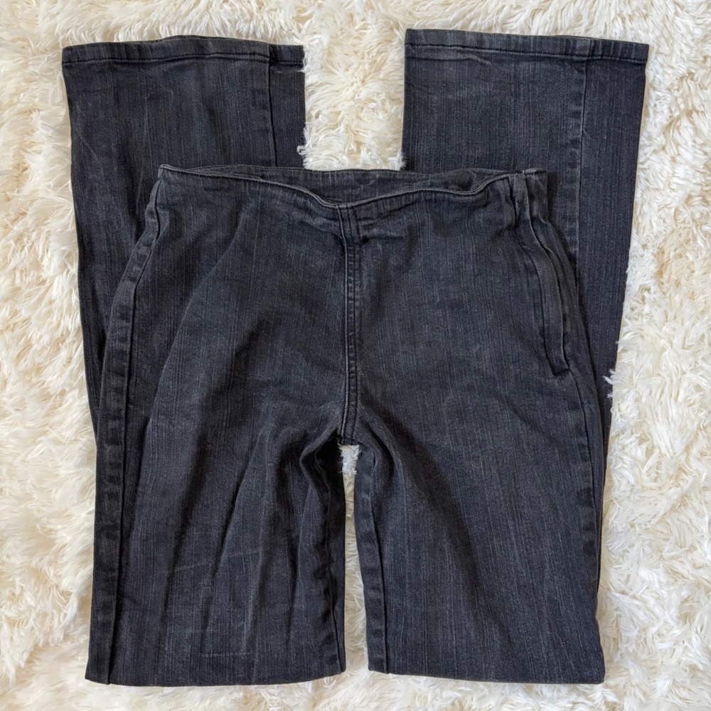 Jeanology Collection Womens Black Bootcut Jeans Side Zip Size 4 Stretch Denim